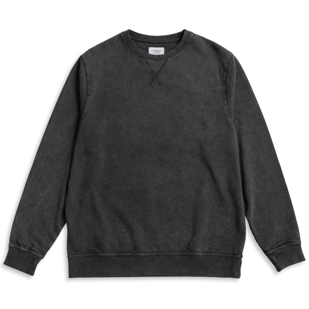 Unisex cotton  tomorrows laundry Classic washed Black Crewneck Sweater